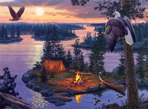 Puzzle Erwachsene 300 Teile,Lagerfeueradler Puzzle Adults,Puzzles für Erwachsene Lernspiel Herausforderungsspielzeug für Gift Home Decor Frameless von Zuooyi