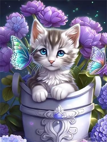 Puzzle Erwachsene 300 Teile,Lila Blumenkatze Puzzle Adults,Puzzles für Erwachsene Lernspiel Herausforderungsspielzeug für Gift Home Decor Frameless von Zuooyi