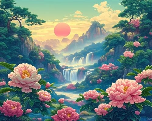 Puzzle Erwachsene 300 Teile,Peony Hill Wasserfall Puzzle Adults,Puzzles für Erwachsene Lernspiel Herausforderungsspielzeug für Gift Home Decor Frameless Puzzle Erwachsene 300 Teile,Peony Hill Wasserfall Puzzle Adults,Puzzles für Erwachsene Lernspiel Herausforderungsspielzeug für Gift Home Decor Frameless von Zuooyi