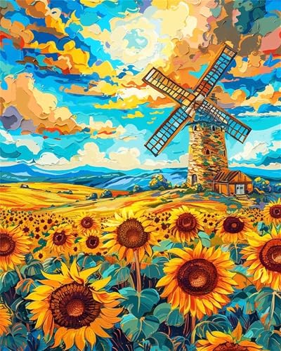 Puzzle Erwachsene 300 Teile,Sonnenblumen-Windmühle Puzzle Adults,Puzzles für Erwachsene Lernspiel Herausforderungsspielzeug für Gift Home Decor Frameless Puzzle Erwachsene 300 Teile,Sonnenblumen-Windmühle Puzzle Adults,Puzzles für Erwachsene Lernspiel Herausforderungsspielzeug für Gift Home Decor Frameless von Zuooyi