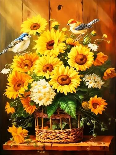 Puzzle Erwachsene 300 Teile,Sonnenblumenvögel Puzzle Adults,Puzzles für Erwachsene Lernspiel Herausforderungsspielzeug für Gift Home Decor Frameless von Zuooyi