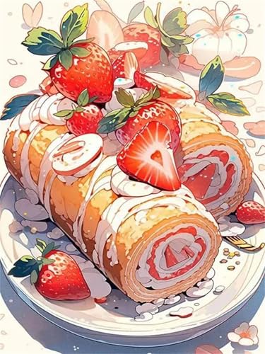 Puzzle Erwachsene 500 Teile,Biskuitrolle Erdbeere Puzzle Adults,Puzzles für Erwachsene Lernspiel Herausforderungsspielzeug für Gift Home Decor Frameless von Zuooyi