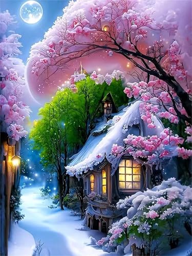 Puzzle Erwachsene 500 Teile,Blumen-Schneehaus Puzzle Adults,Puzzles für Erwachsene Lernspiel Herausforderungsspielzeug für Gift Home Decor Frameless von Zuooyi
