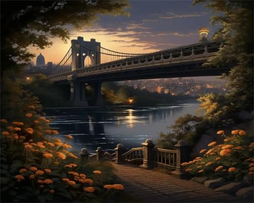Puzzle Erwachsene 500 Teile,Flussbrücke Blume Puzzle Adults,Puzzles für Erwachsene Lernspiel Herausforderungsspielzeug für Gift Home Decor Frameless von Zuooyi