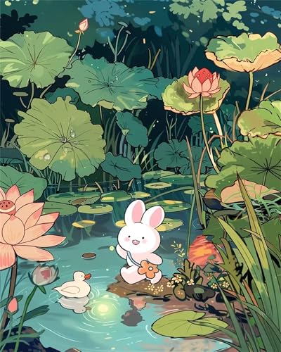 Puzzle Erwachsene 500 Teile,Lotus-Kaninchen Puzzle Adults,Puzzles für Erwachsene Lernspiel Herausforderungsspielzeug für Gift Home Decor Framed Puzzle Erwachsene 500 Teile,Lotus-Kaninchen Puzzle Adults,Puzzles für Erwachsene Lernspiel Herausforderungsspielzeug für Gift Home Decor Framed von Zuooyi