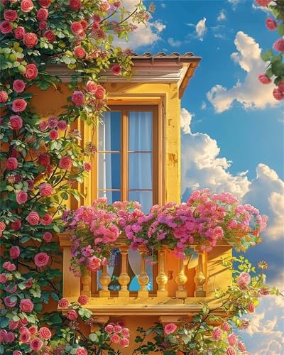 Puzzle Erwachsene 500 Teile,Rosenbalkon Puzzle Adults,Puzzles für Erwachsene Lernspiel Herausforderungsspielzeug für Gift Home Decor Framed Puzzle Erwachsene 500 Teile,Rosenbalkon Puzzle Adults,Puzzles für Erwachsene Lernspiel Herausforderungsspielzeug für Gift Home Decor Framed von Zuooyi