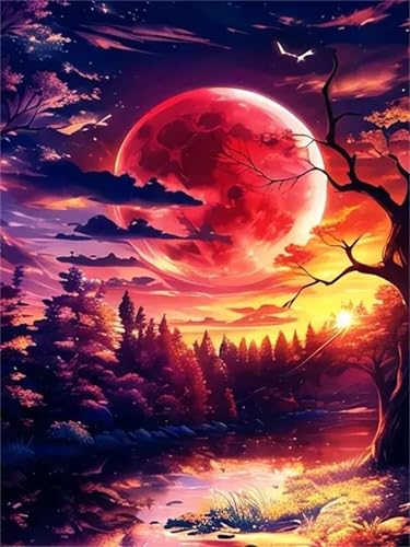 Puzzle Erwachsene 500 Teile,Roter Sonnenbaum Puzzle Adults,Puzzles für Erwachsene Lernspiel Herausforderungsspielzeug für Gift Home Decor Frameless von Zuooyi