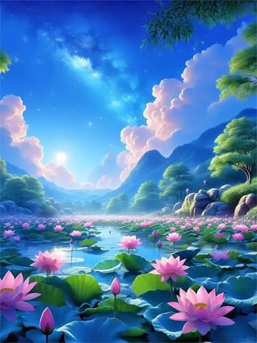 Puzzle Erwachsene 700 Teile,Lotusteich Puzzle Adults,Puzzles für Erwachsene Lernspiel Herausforderungsspielzeug für Gift Home Decor Framed von Zuooyi
