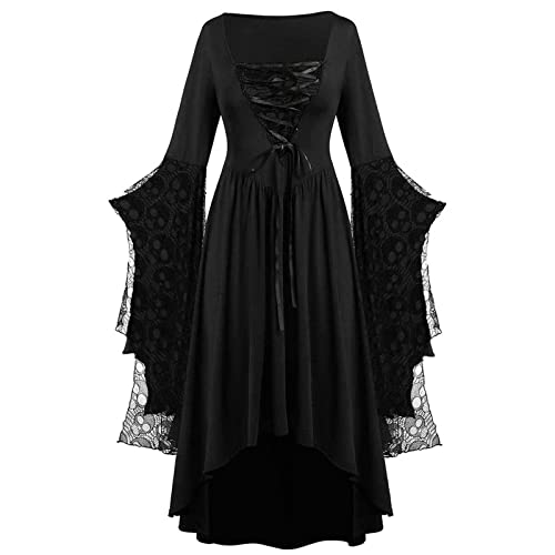 Gothic Halloween Kleid Kostüm Damen A-Linie Maxi Kleider mit Schmetterlingsärmeln Karneval Kostüm Festliches Vintage Hexenkleid Cosplay Club Party Kostüme Mittelalter Kleid Cosplay (4A-Black, XXL) Gothic Halloween Kleid Kostüm Damen A-Linie Maxi Kleider mit Schmetterlingsärmeln Karneval Kostüm Festliches Vintage Hexenkleid Cosplay Club Party Kostüme Mittelalter Kleid Cosplay (4A-Black, XXL) von Zuoyue