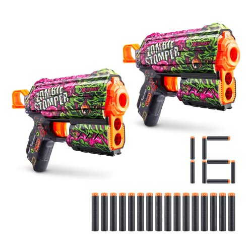 X-Shot Skins Flux, Zombie Stomper, Schaumstoffdart-Blaster (2er Pack, 16 Darts) von XShot