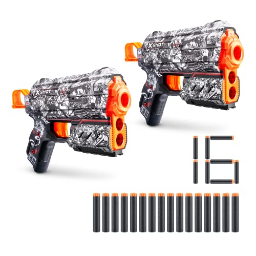 X-Shot Skins Flux, Illustrate, Schaumstoffdart-Blaster (2er Pack, 16 Darts) von XShot