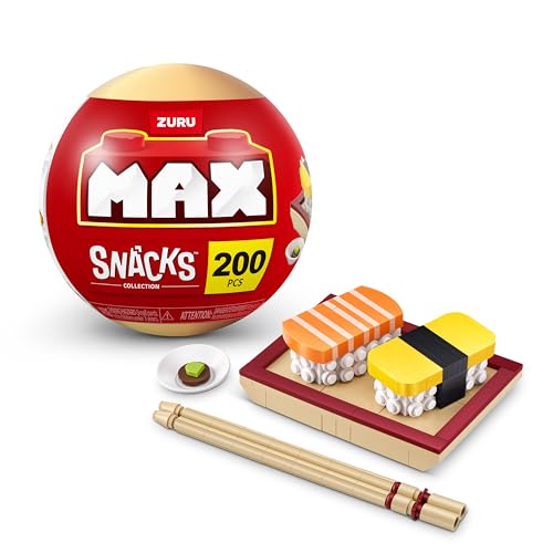 MAX Premium Snacks Bausteine,Sushi (bis zu 200 Teile, 6 zum Sammeln). Bausteine für Teenager, Erwachsene und Sammler. Baue, sammle und präsentiere deine Sammlung an leckeren Snacks! von MAX