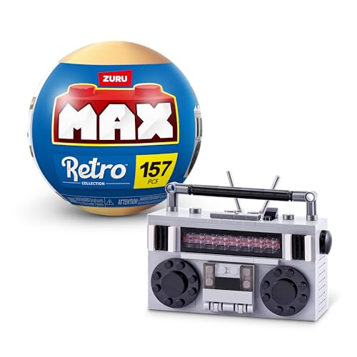 MAX Premium Retro Bausteine, Kassettenradio, 1 Kapsel (bis zu 221 Teile, 6 zum Sammeln). Bausteine für Teenager, Erwachsene und Sammler. Baue, sammle von Retro Technologie, Muttertagsgeschenk von MAX