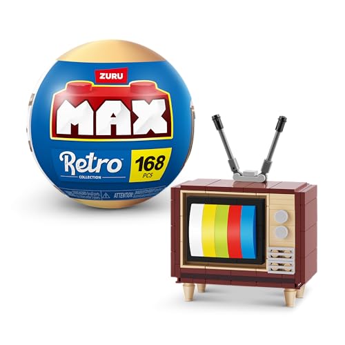 MAX Premium Retro Bausteine, Fernseher, 1 Kapsel (bis zu 221 Teile, 6 zum Sammeln). Bausteine für Teenager, Erwachsene und Sammler. Baue, sammle von Retro Technologie, Muttertagsgeschenk von MAX