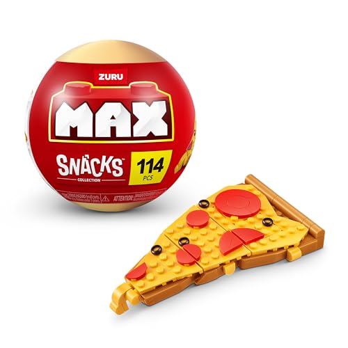 MAX Premium Snacks Bausteine,Pizza (bis zu 200 Teile, 6 zum Sammeln). Bausteine für Teenager, Erwachsene und Sammler. Baue, sammle und präsentiere deine Sammlung an leckeren Snacks! von MAX
