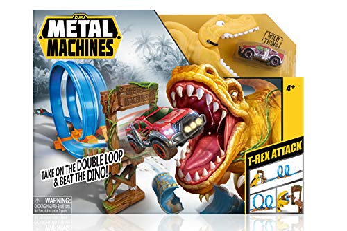 Zuru - Metal Machines - T-Rex - Doppelbahn LOOPING T-Rex Attack mit Mini Rennwagen - 6702 von Zuru