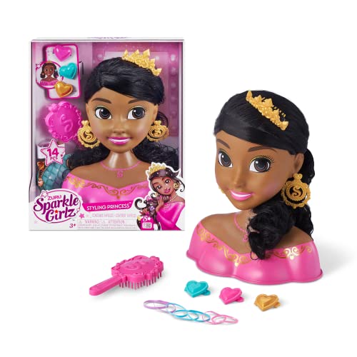 Sparkle Girlz Fantasy Haarstyling Kopf, Frisierkopf mit Haarschmuck von Zuru