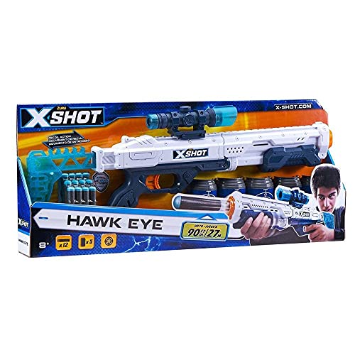 X-Shot Excel Hawk Eye Blaster Toy, Schaumstoffpfeil-Speer (16 Darts, Stile können variieren) von Zuru