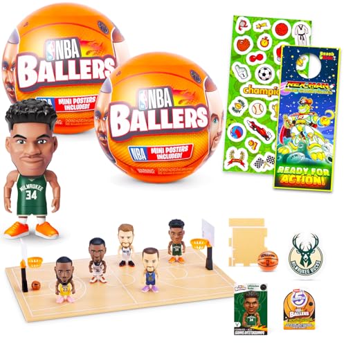 ZURU NBA Ballers Basketballspieler Minifiguren Mystery Set - Bundle mit zwei Überraschungs-Mini-Basketball-Stars-Figuren plus Aufklebern, mehr | Sammelfiguren NBA Athlete ZURU NBA Ballers Basketballspieler Minifiguren Mystery Set - Bundle mit zwei Überraschungs-Mini-Basketball-Stars-Figuren plus Aufklebern, mehr | Sammelfiguren NBA Athlete von Zuru