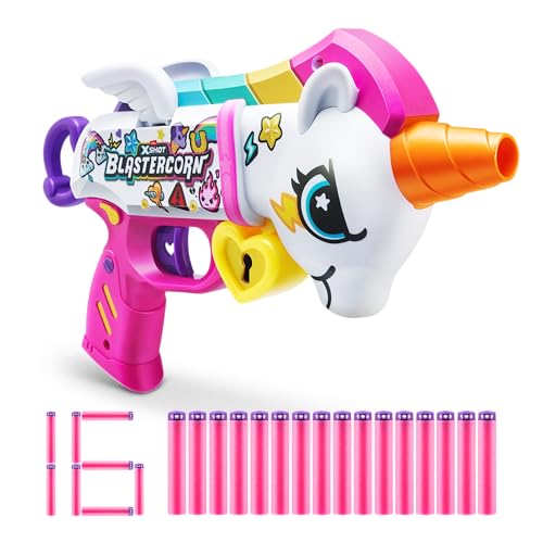 ZURU XSHOT Blastercorn mit 16 Darts: Einhorn-Thema, Schießspielzeug für Unisex-Kinder ab 3 Jahren von Zuru