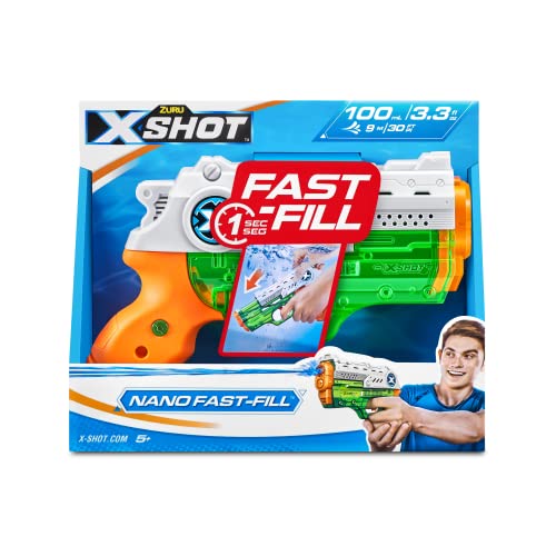 ZURU - XSHOT – Fast Fill – Nano – Water Blaster – Wasserpistole – Spiel im Freien – schnelles Befüllen – zieht bis zu 9 m - 56333-2023 von ZURU