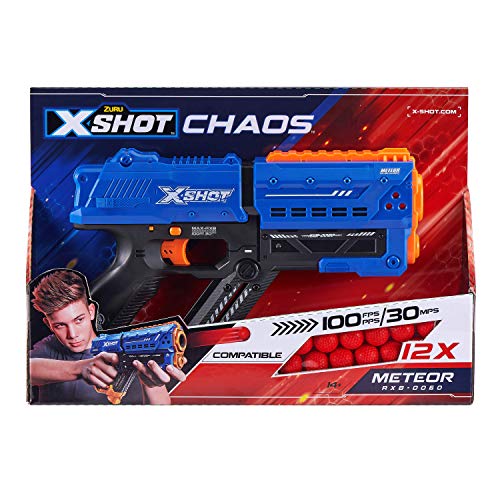 XSHOT 36282 Meteor Pistole, blau, METEOR-12 billes en Mousse von XShot