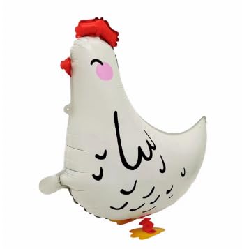 Zuxbolf 10 Stück Folienballon Henne Schwarz Weiß Helium Ballon 55 * 49cm Walking Tier Luftballon Huhn mit 10 Bändern Folienluftballon Tierballons Dekoballon für Bauernhof Geburtstag Party Deko von Zuxbolf