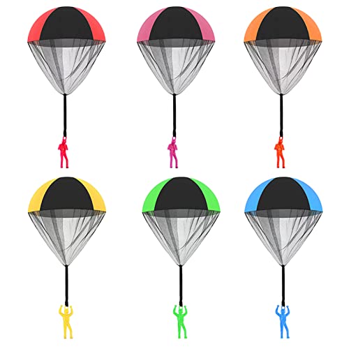 Zuzer 12 Stück Fallschirm Spielzeug Kinder Fallschirm Hand Werfen Fallschirm Fallschirmspringer Spielzeug Outdoor Flugspielzeug Wurf Parachute Spielen Geschenk für Kinder von Zuzer