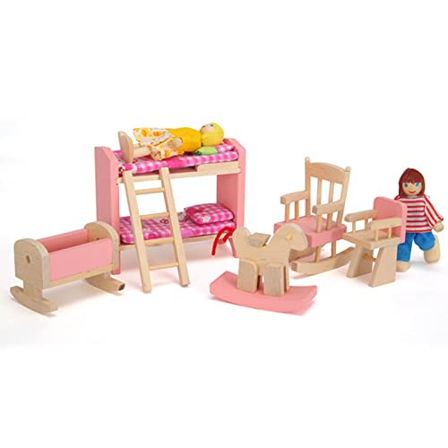 Zuzer Puppenhaus Möbel Holz Kinderzimmer Puppenhausmöbel Mini Puppenhaus Möbel Miniatur Möbel für Minipuppen,Mädchenspielzeug Geburtstagsgeschenk von Zuzer