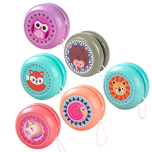 JoJo Kinder YoYo Spielzeug Zuzer 6 Stücke Yo-Yos Spielzeug Yo Yo for Kids,Jungen Mädchen YoYo Balls Kinder Cartoon Tier Yo-Yo Kindergarten Puzzle Classic Nostalgic Spielzeug von Zuzer