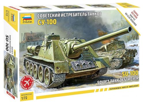 Zvezda 500785044 1:72 Soviet Self Propelled Gun SU-100, Modellbausatz,Plastikbausatz, Bausatz zum Zusammenbauen, detaillierte Nachbildung, Keine Angabe, Z5044, Mittel von Zvezda