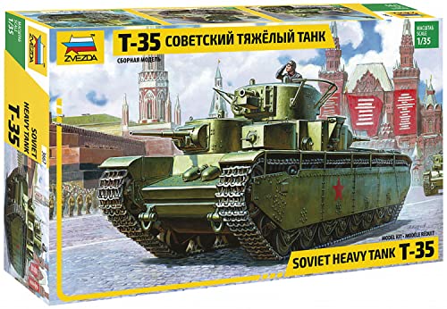 ZVEZDA 500783667 - 1:35 T-35 Heavy Soviet Tank, Modellbau, Bausatz, Standmodellbau, Modellbau, Bausatz, Standmodellbau, Hobby, Basteln, Plastikbausatz,Unlackiert von Zvezda