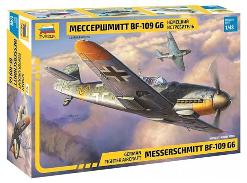 Zvezda 500784816-1:48 Messerschmitt Bf-109 G6 - Plastikbausatz - Modellbausatz - Zusammenbauen - Bausatz - für Einsteiger - detailliert, Camouflage Zvezda 500784816-1:48 Messerschmitt Bf-109 G6 - Plastikbausatz - Modellbausatz - Zusammenbauen - Bausatz - für Einsteiger - detailliert, Camouflage von Zvezda