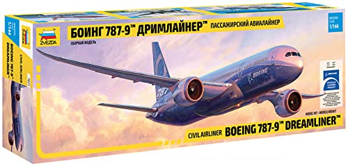 ZVEZDA 500787021 - 1:144 Boeing 787-9, Modellbau, Bausatz, Standmodellbau, Hobby, Basteln, Plastikbausatz, Unlackiert, Weiß (Oder Geeignetes Farbschema der Fluggesellschaft) von Zvezda