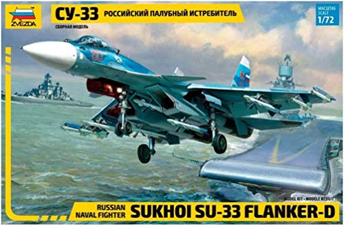 Zvezda 500787297 500787297-1:72 Sukkoi SU-33 Russian Naval Fighter-Plastikbausatz-Modellbausatz-Zusammenbauen-Bausatz-für Einsteiger-detailliert, hellblau von Zvezda