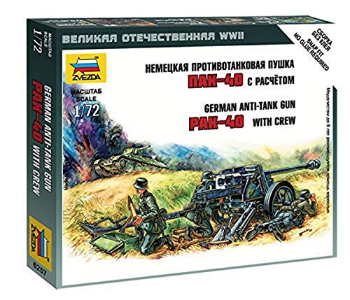 Zvezda ZVE6257 Deutsch Anti Tank-Gun PAK-40 mit Crew - Model Kit von GSI Creos