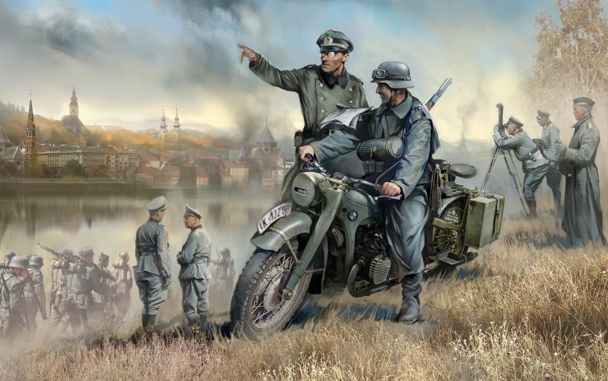 Germ.WWII Solo Motorrad R12 m. Figuren Germ.WWII Solo Motorrad R12 m. Figuren von Zvezda