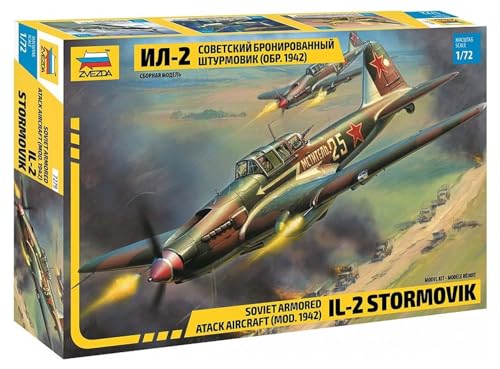 Zvezda 500787279-1:72 Ilyushin IL-2 „Stormovik“ mod. 1942 - Plastikbausatz - Modellbausatz - Zusammenbauen - Bausatz - für Einsteiger - detailliert, Camouflage von Zvezda