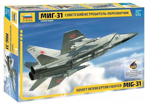 Zvezda 500787229 500787229-1:72 MIG-31 Soviet Interceptor-Plastikbausatz-Modellbausatz-Zusammenbauen-Bausatz-für Einsteiger-detailliert, grau von GSI Creos