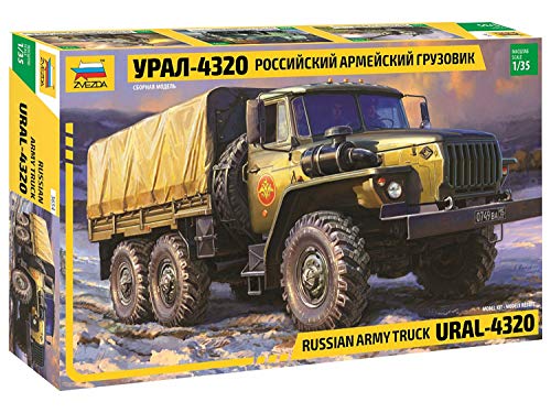 ZVEZDA 500783654 - 1:35 Ural 4320 - Russischer Truck, Modellbau, Bausatz, Standmodellbau, Hobby, Basteln, Plastikbausatz,Unlackiert, Mittel von Zvezda