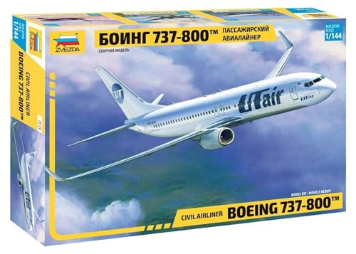 ZVEZDA 500787019 - 1:144 Boeing 737-800, Modellbau, Bausatz, Standmodellbau, Hobby, Basteln, Plastikbausatz,Unlackiert, Weiss/opulenter Garten von Zvezda
