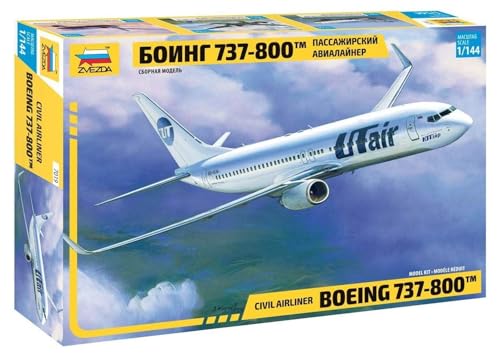 ZVEZDA 500787019 - 1:144 Boeing 737-800, Modellbau, Bausatz, Standmodellbau, Hobby, Basteln, Plastikbausatz,Unlackiert von Zvezda