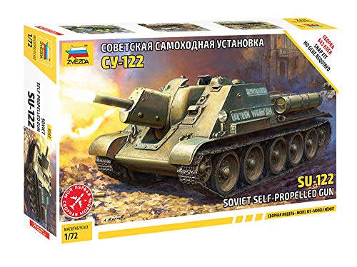 Zvezda 5043 1:72 SU-122 Soviet Tank Destroyer-Modellbausatz,Plastikbausatz, Bausatz zum Zusammenbauen, detaillierte Nachbildung, unlackiert von Zvezda