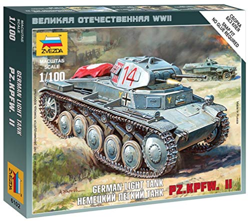 Zvezda 1:100 WWII Deutscher Panzer II - Modellbausatz,Plastikbausatz, Bausatz zum Zusammenbauen, detaillierte Nachbildung, unlackiert ZVE-6102 Zvezda 1:100 WWII Deutscher Panzer II - Modellbausatz,Plastikbausatz, Bausatz zum Zusammenbauen, detaillierte Nachbildung, unlackiert ZVE-6102 von Zvezda