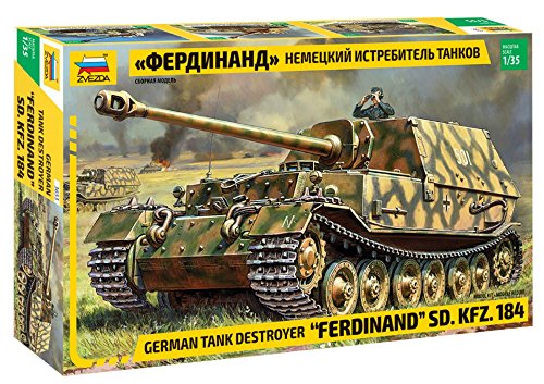 ZVEZDA 500783653 - 1:35 Sd. Kfz.184 "Ferdinand Tiger", Modellbau, Bausatz, Standmodellbau, Hobby, Basteln, Plastikbausatz von Zvezda