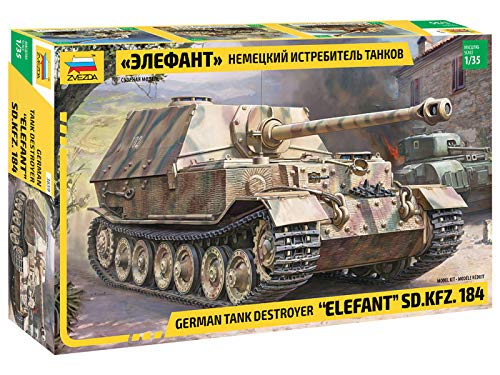 Zvezda 500783659-1:35 Elefant Sd.Kfz. 184 - Plastikbausatz - Modellbausatz - Zusammenbauen - Bausatz - für Einsteiger - detailliert, Unlackiert von Zvezda