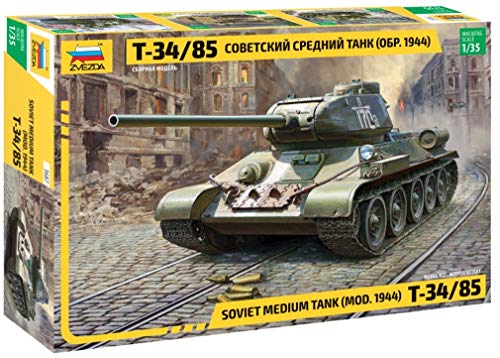 ZVEZDA 500783687 - 1:35 T-34/85 Soviet medium tank, Modellbau, Bausatz, Standmodellbau, Hobby, Basteln, Plastikbausatz von Zvezda