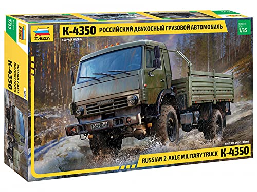 Zvezda 3692 1:35 Russian 2Axle Military Truck K-4350-Modellbausatz,Plastikbausatz, Bausatz zum Zusammenbauen, detaillierte Nachbildung, unlackiert, S von Zvezda