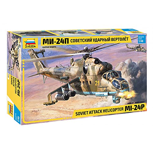 Zvezda 4812 1:48 MIL MI-24P Russ. Attack Helicopter - Modellbausatz,Plastikbausatz, Bausatz zum Zusammenbauen, detaillierte Nachbildung, Unlackiert von Zvezda