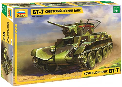 Zvezda 500783545-1:35 WWII Sov. Lt. Panzer BT-7 mit Bausätzen, 3 Figuren von Zvezda